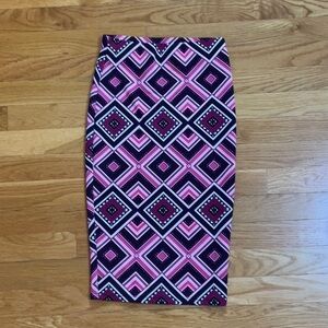 Geometric Pink and Black Women's Skirt